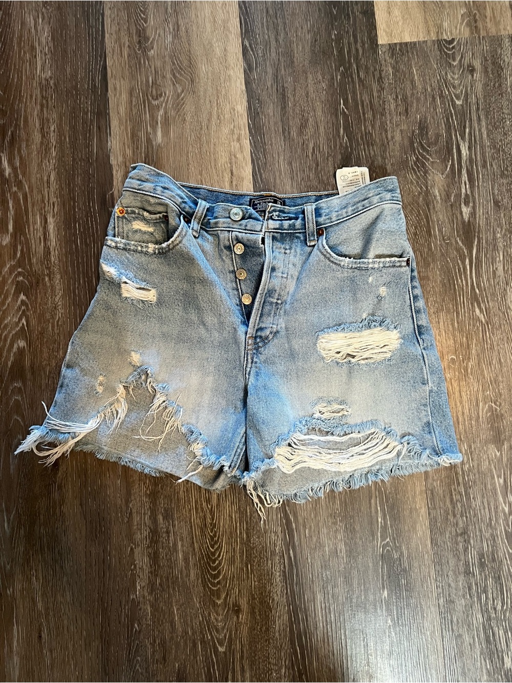 Distressed Light Blue Denim Women's Shorts